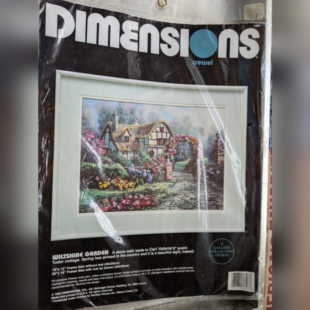 Dimensions Wiltshire Garden Cottage Core Crewel Stitch Kit 1992